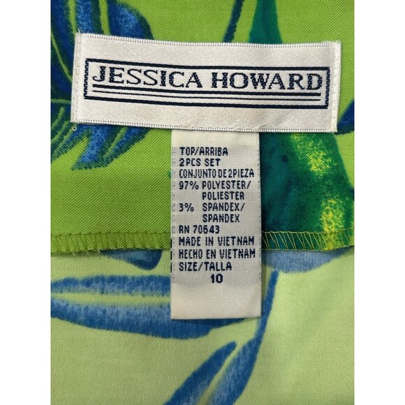Jessica Howard Womens Tropical Leaf Print Sleeveless Dress Size 10 Polyester Spa - Picture 5 of 12
